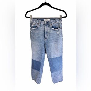 bercrombie Ultra High Rise Ankle Straight Jeans 27 Patchwork Light Wash